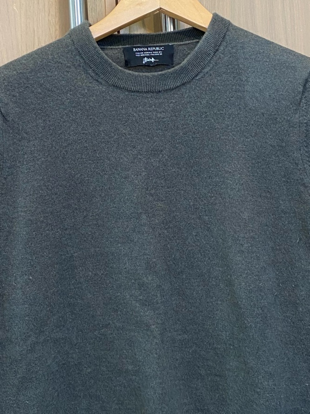 Banana Republic Womens Merino Wool Crewneck Sweater in earth Green
